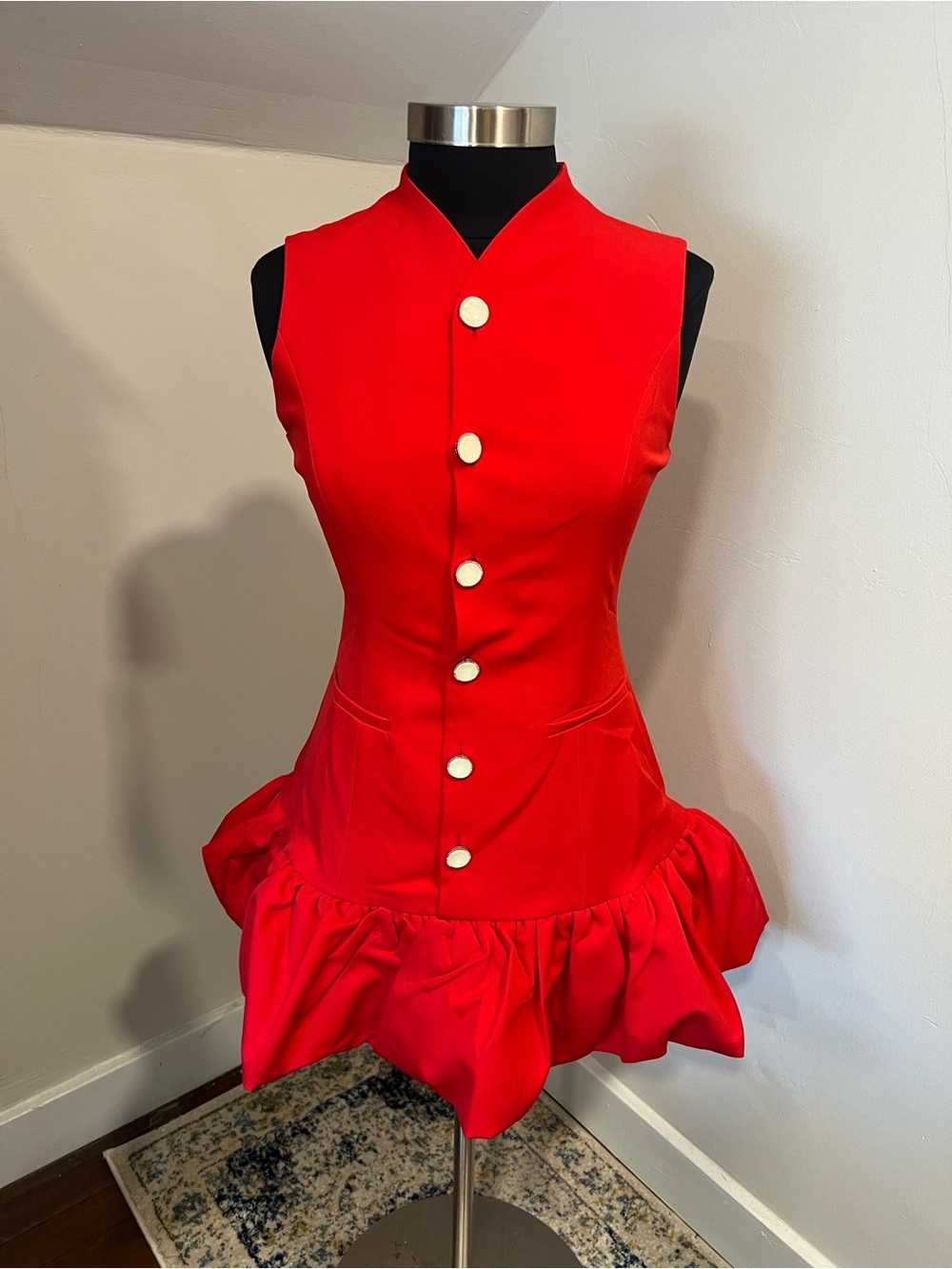Ina Red Sleeveless Mini Dress with Button Front 🌹